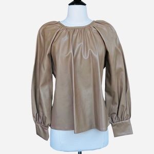 Zara Faux Leather Camel Puff/Balloon Sleeves. Size S